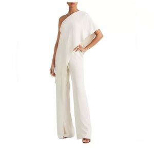 One Shoulder White Jumpsuit